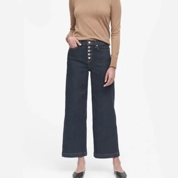 BANANA REPUBLIC High Rise Wide-Leg Crop Jeans Size 29 - Picture 1 of 8